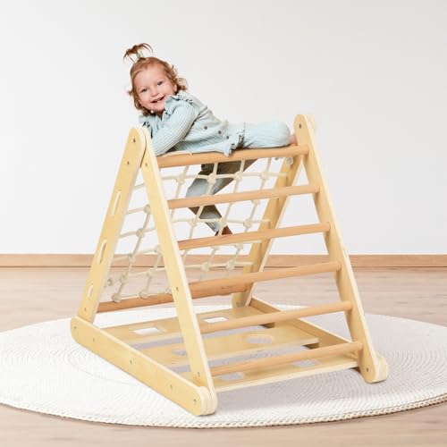 Set de catarat 3in1 pentru copii mici, triunghi de catarat cu 3 laturi, Montessori/Pikler din lemn 